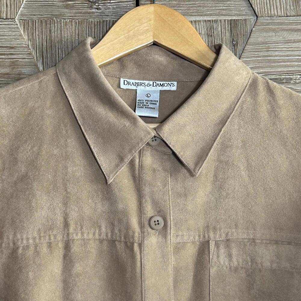 Draper's & Damon's Women's Beige/ Tan Button Up Shirt Size L Western Boho - Picture 2 of 4